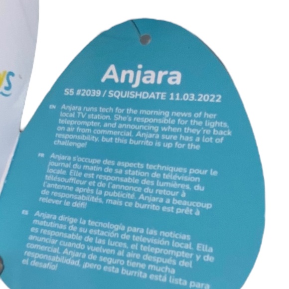 Squishmallows Anjara Burrito Sushi Roll Plush S5 #2039 5” NWT - Picture 8 of 10